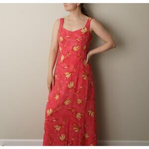 Vintage Spenser Jeremy 100% Silk Floral Maxi Dress 2000s Y2K Sleeveless Lined 10
